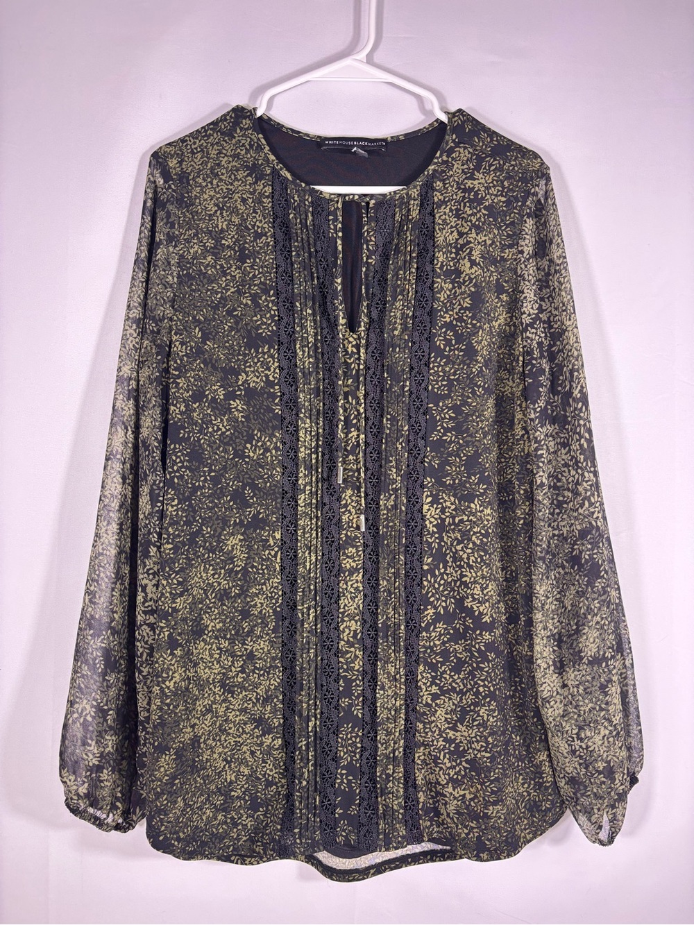 White House Black Market Spooky Woods Leaf Lace Blouse Whimsigoth Fall Large